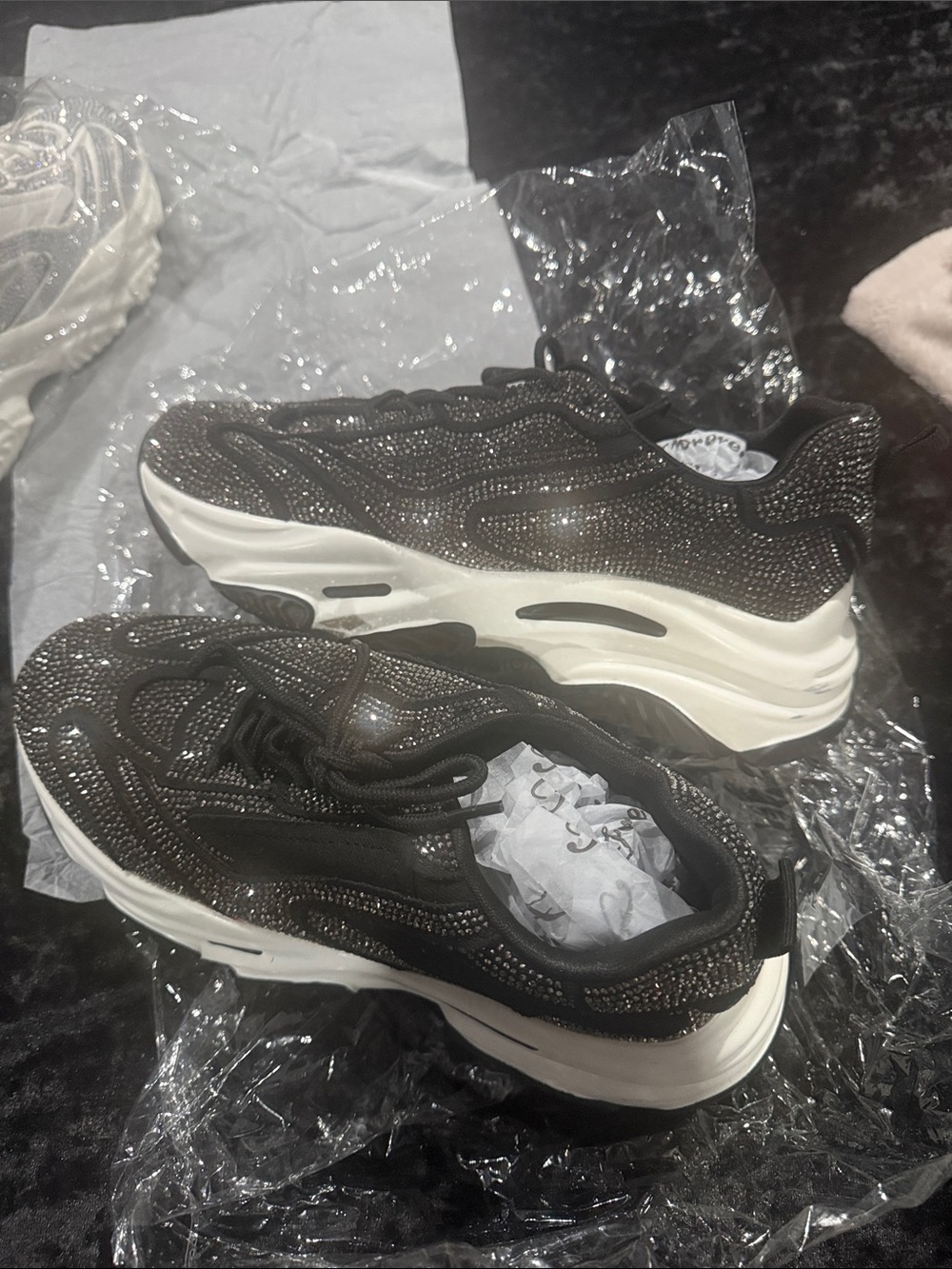 Black rhinestone Platform Sneakers